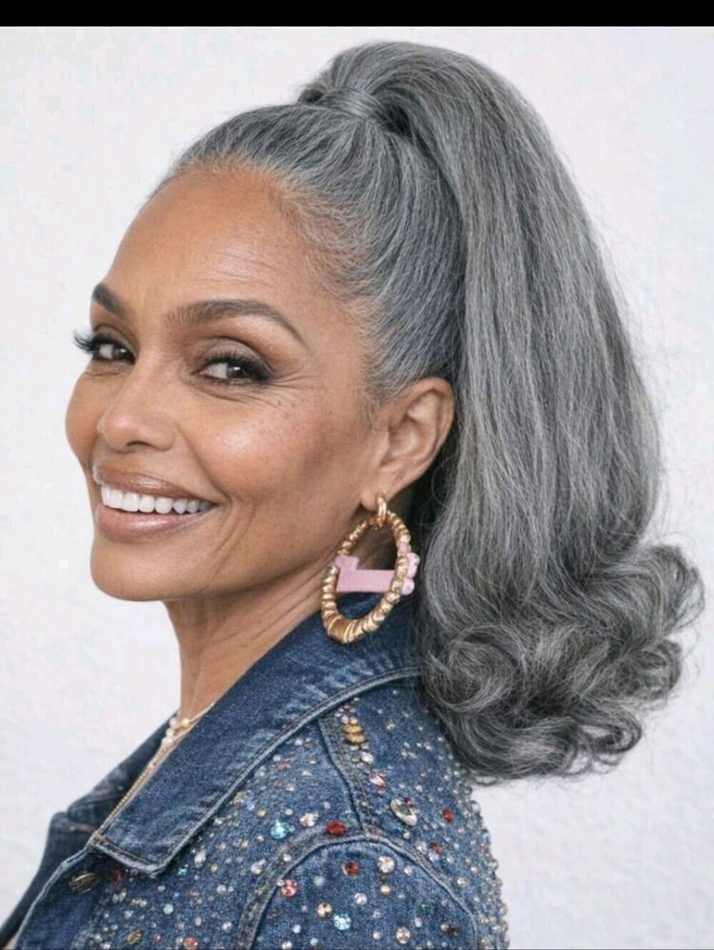 Gray Synthetic Curly Ponytail Extension - 14"